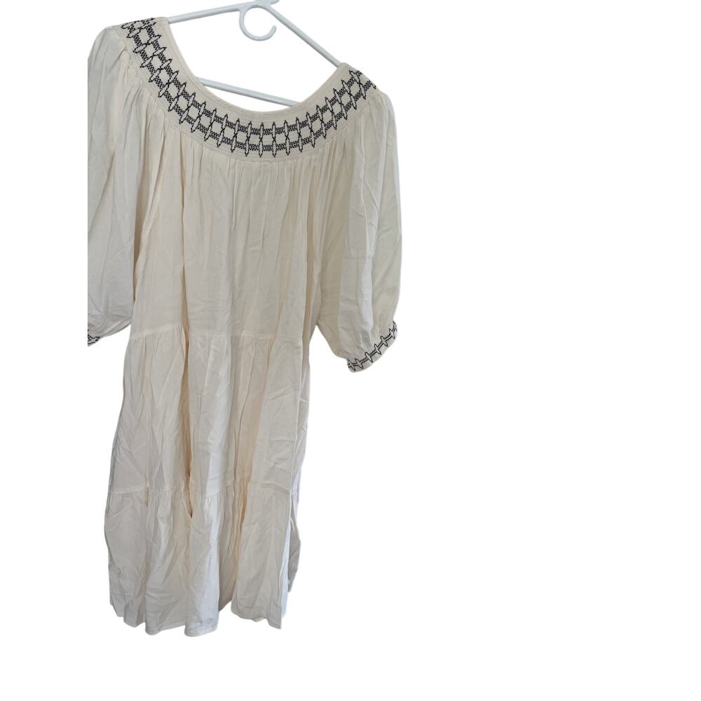 Old Navy Dress Cover Up XL Cotton  Embroidery Tiered Lined Peasant Boho Coastal